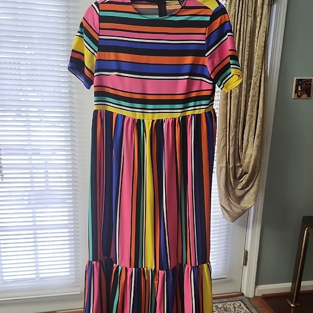 SHEIN Colorful Striped Midi Dress